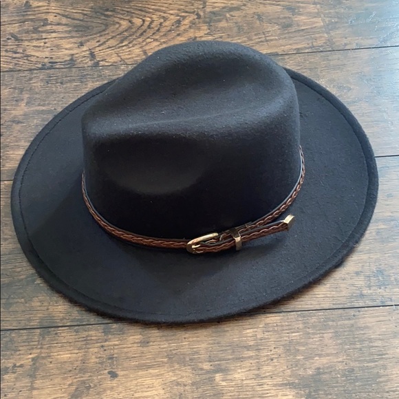 Black Wool Felt Fedora Hat - Picture 2 of 4